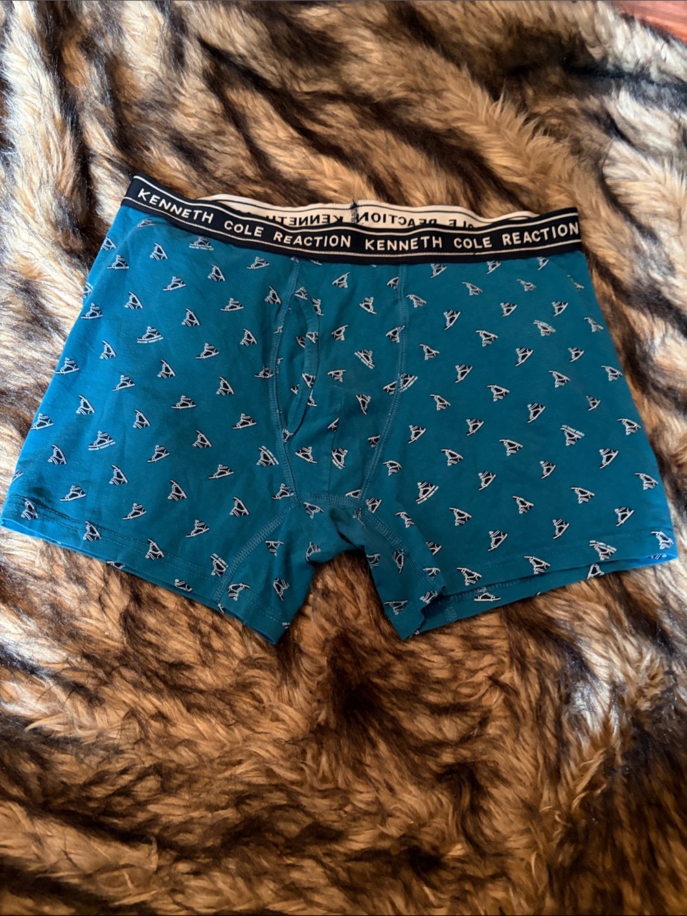 Kenneth Cole Teal Boxer Briefs with Tennis-shoe Motif Size Large
